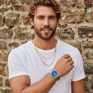 Men’s Armitron Diamond Watch Blue Dial Stainless Steel Japan Movt Water Rest